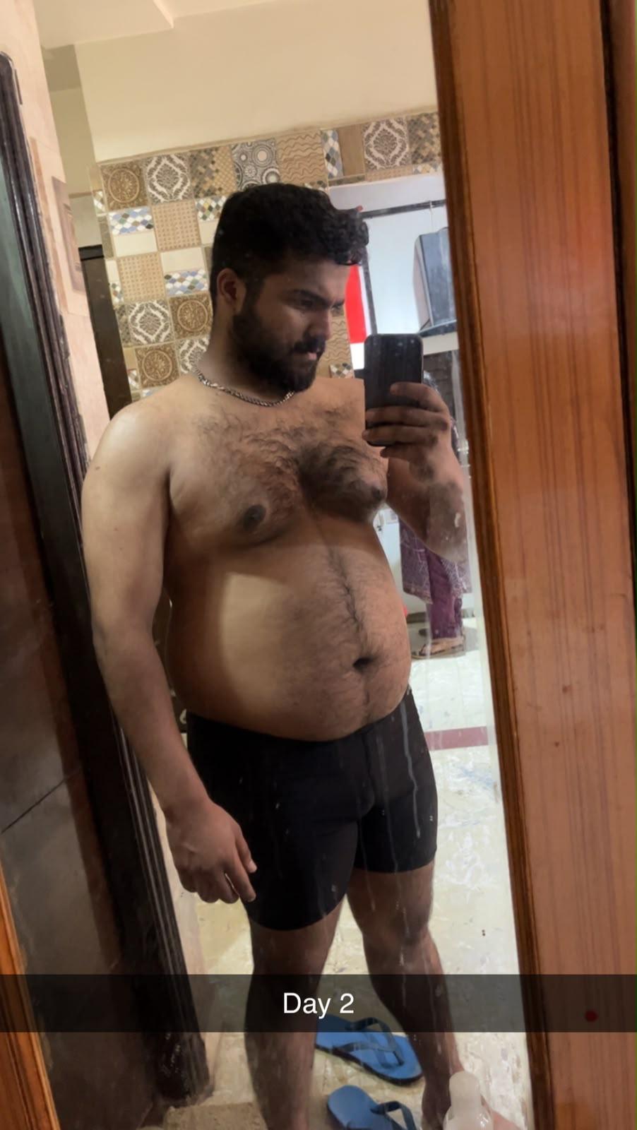 Harshit at the beginning of his 11-month Pack Leader Coaching transformation at 229 lbs.